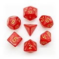 Кубики ДнД (7 шт) / Дайсы для DnD / Dungeons & Dragons /  RPG / Красный с золотом - фото 7659