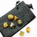 Кубики ДнД (7 шт) с мешочком / Дайсы для DnD / Dungeons & Dragons /  RPG / Перламутровый черно-желтый - фото 7686