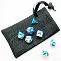 Кубики ДнД (7 шт) с мешочком / Дайсы для DnD / Dungeons & Dragons /  RPG / Сине-белый - фото 7696