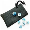 Кубики ДнД (7 шт) с мешочком / Дайсы для DnD / Dungeons & Dragons /  RPG / Сине-белый - фото 7697