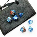 Кубики ДнД (7 шт) с мешочком / Дайсы для DnD / Dungeons & Dragons /  RPG / Перламутровый сине-коричневый - фото 7699