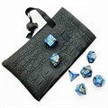 Кубики ДнД (7 шт) с мешочком / Дайсы для DnD / Dungeons & Dragons /  RPG / Черно-синий с золотом - фото 7704