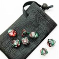 Кубики ДнД (7 шт) с мешочком / Дайсы для DnD / Dungeons & Dragons /  RPG / Перламутровый красно-зеленый - фото 7709