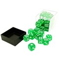 Набор кубиков 36 шт. D6 Зеленые прозрачные 12мм - фото 7810