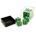 Кубики д6 16мм 12шт в пластиковой коробке. Зеленые с острыми углами - фото 7822