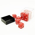 Кубики д6 16мм 12шт в пластиковой коробке. Красные с острыми углами - фото 7826