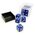 Кубики д6 16мм 12шт в пластиковой коробке. Синий с острыми углами - фото 7828