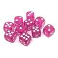 Кубики д6 12мм 10шт. Розовые прозрачные - фото 8289