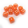 Кубики д6 12мм 10шт. Оранжевые прозрачные - фото 8291